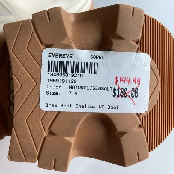 New Sorel Natural Seasalt Waterproof Leather Lug Outsole Chelsea Boots size 7.5 - Picture 13 of 14